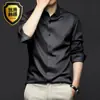 Camisa Blanca para Hombre Camisa de Manga Larga Ropa Formal de Negocios de Gama Alta Estilo Nuevo Primavera y Otoño Anti-Arrugas Sin Planchar Camisa Casual Negra