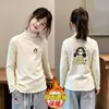 Camiseta Interior de Polar para Niña con Cuello Medio 2026 Otoño/Invierno Nueva Prenda Superior Infantil Niña Pequeña con Volantes Manga Larga Ropa Interior