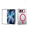 Adequado para celular flip Apple Duo, capa dobrável transparente magnética para iPhone Duo, design simples e ultrafino, adequado para homens