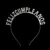Feliz Cumpleaños Diadema de Letras de Diamantes Flash en Español Corona de Pastel de Cumpleaños Accesorios Divertidos para el Cabello Diadema de Festival