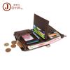Billetera para Hombre de Cuero Genuino Retro de Cuero Crazy Horse Personalizada de Fábrica con Múltiples Ranuras para Tarjetas, Moda Casual, Doble Cremallera, Estilo de Negocios