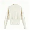 Elegante suéter de punto de color liso con cuello medio alto para mujer, nuevo estilo otoño e invierno, cintura elástica, adelgazante y elegante, adecuado como capa interior