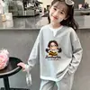 Camiseta Elegante Nueva para Niñas de Primavera y Otoño, Manga Larga, para Niños Medianos y Mayores, Falsa de Dos Piezas, Tejido Waffle, Casual, Versátil, Top de Cuello Redondo