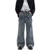 Jeans de Trabajo Americanos para Mujer 2024 Nuevos de Cintura Alta Diseño Retro Holgado Pantalones de Pierna Ancha Pantalones de Calle