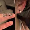 Pendientes de Aro Minimalistas de Plata con Circonita al por Mayor Ins Tendencia Nicho Lujo Ligero Gama Alta Pendientes en Forma de Corazón Unisex