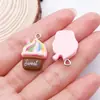 Brinquedo de Comida 3D Simulado Bolo Hambúrguer Café Pingente de Resina Acessórios Pulseira DIY Colar Chaveiro