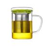 Taza de Té para Oficina con Separador de Té, Apta para Microondas, Acero Inoxidable, Colador de Té, Vidrio Espeso con Silicona