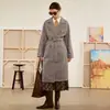 2026 Amazon Tk Nuevo Abrigo Largo de Lana de Moda Casual Estilo Europeo y Americano con Diseño de Cordones