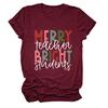 Camiseta de comercio exterior con cuello redondo y manga corta para profesora alegre de la estación independiente eBay de Europa y Estados Unidos