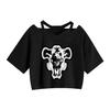 Transfronteiriço Preto Trevo De Quatro Folhas Animação Dos Desenhos Animados Impresso T-shirt Verão Casual Popular Mulheres Estilingue Umbigo De Manga Curta