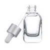 Frasco Conta-gotas com Fundo de Grade Quadrada Fabricante Frasco de Essência Frasco de Vidro Dispensador Cosmético Frasco Vazio Lata