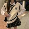 Tricô Feminino Primavera e Outono Estilo College 2024 Novo Design Sense Suéter Colete Nicho Top Externo Solto