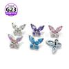 Aretes de Mariposa de Titanio F136 con Zircón Uña para Hueso de la Oreja Ojo de Caballo Aleación de Titanio G23 Joyería para Perforación Humana Uña para Labio Transfronterizo