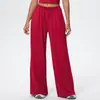 Novas Calças de Yoga Escovadas Largas Casuais com Caimento Wide-Leg Bolsos Cordão Elástico Corrida Fitness Esportes Calças Longas