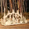 Decoração de Natal Nova Transfronteiriça Suprimentos Peças de Madeira Enfeites DIY Enfeites Redondos Estereoscópicos Decorações de Mesa Criativas Caseiras