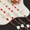 Accesorios de Cadena para Joyería DIY Cadena de Perlas y Cristal Color Glaseado Sellador Conservante de Color Cadena Hecha a Mano Collar Pulsera Material para Ropa Cadena