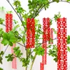 Larga tira de vegetación para decoración de bodas, adornos colgantes para la habitación de la novia, pequeños caracteres "doble felicidad" conectados para arrojar, juego de seis piezas, esencial para las celebraciones de bodas