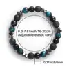Pulseira de Contas Popular Transfronteiriça Europeia e Americana, Pedra Vulcânica, Pedra Natural Olho de Tigre Azul, Pulseira Ajustável Feita à Mão, Atacado em Estoque