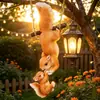 Madre e Hijo Ardilla Columpio Maceta Adorno Colgante Animal Realista Creativo Decoración de Resina Manualidad para Maceta de Jardín Adorno Colgante