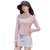 Fio de Nylon Original Roupa com Proteção Solar de Gola Alta sem Dedos para Mulheres, Roupa de Yoga Slim-Fit, Roupa de Ciclismo Preta, Jaqueta de Proteção Solar para Fitness Atacado