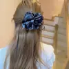 Fita de Seda Cetim Flor Grande Elegante Dongdaemun Estilo Coreano Laço para Cabelo em Forma de Alça de Intestino Grosso Laço para Cabelo Amarrado em Coque Baixo de Alta Qualidade