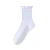 Calcetines de encaje para mujer, de color liso con volantes, estilo japonés, para todas las estaciones, casual, versátiles, hasta la mitad de la pantorrilla, calcetines JK, mocasines Mary Jane