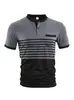 Camisa Polo de Manga Corta con Estampado de Rayas para Hombre de Verano Transfronteriza Amazon Camiseta de Manga Corta Camisa Polo Casual de Negocios