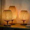 Luminária de mesa para sala de estudo, hotel, luminária de mesa moderna chinesa vintage para cabeceira estilo japonês, luminária de mesa trançada de bambu para quarto, sala de chá wabi-sabi, estilo chinês