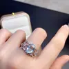 Anillo de Aguamarina Natural Anillo de Estilo Clásico Cara del Anillo Llena de Color Fuego Cada Piedra Piedra Principal 7x9mm Ventas Directas de Fábrica
