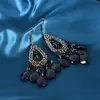 Brincos de borla retrô estilo boêmio europeu e americano rainha da moda brincos pendentes de pedra oca novos