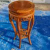 Soporte de Flores Redondo de Madera de Olmo Madera Maciza Soporte para Acuario Sala de Estar Interior Estante de Almacenamiento para Balcón Soporte de Exhibición Artesanal de Pie