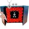 Regalo Navideño para Mamá San Valentín Amazon Transfronterizo Collar de Proyección Pendientes Joyería para Mujer Caja de Regalo Flor Eterna