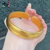 Pulseira Aro Liso 12mm Ouro Amarelo Abertura Traseira Pulseira Sólida Feminina Larga Fosca Jóia