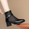 Botas Femininas de Salto Médio com Tela Primavera e Verão Couro Vazado Botas de Uma Sola Tela Versátil Botas Curtas Sandálias Sandálias de Dedo Fechado Femininas Tamanho Grande