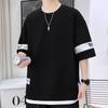 Camiseta de Manga Curta Duas Peças para Adolescentes Masculinos, Nova Camiseta de Meia-Manga Estilo Verão, Camiseta Básica Tendência para Meninos