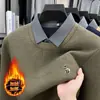 Suéter de Punto Nuevo para Hombre de Invierno Suéter Forrado de Polar Moda Bordado de una Pieza Terciopelo Engrosado Camisa Cálida Cuello de Lana Suéter