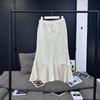 [en stock] Falda Larga de Verano MS Minimalista con Puntada Irregular, Estilo Cola de Pez, Ajustada, Cintura Alta