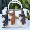 Novo Pingente de Bolsa Ursinho Feijão Estilo Miu Charme de Couro PU Chaveiro Simples Pingente de Couro Ursinho Feijão