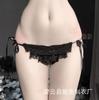 Calcinha de Renda Triângulo com Cadarço Feminina Lin Linting Calcinha de Cintura Baixa Tentação Calcinha com Tiras Florais Transparentes