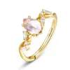 Produto Novo de Inverno Série Cristal de Gelo Primeira Neve Joias de Luxo Leve Moda Tendência Anel de Cristal Rosa Banhado a Ouro S925 para Mulheres Atacado