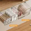 Caja de almacenamiento tipo cajón multifuncional transfronteriza, organizador cosmético transparente para hisopos de algodón y esponjas de maquillaje, diseño de montaje en pared sin perforaciones