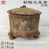Vasijas de Cerámica Estilo Antiguo para Vino, Ollas, Jarras, Botellas de Fondo Puntiagudo, Tazones de Cerámica, Ollas de Cerámica de Colores con Patrón de Danza, Artículos Decorativos, Cerámica Negra Majiayao