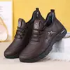 Zapatos de Algodón de Invierno de Talla Grande Transfronterizos para Hombre, Cálidos y de Terciopelo, Zapatos Casuales Cálidos de Cuero, Zapatos Deportivos Casuales Antideslizantes para Personas de Mediana Edad y Mayores