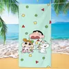 Toalha de banho de secagem rápida infantil de grandes dimensões Giz de cera Pequena nova toalha de praia Microfibra Velo de dupla face Toalha de praia com impressão digital
