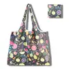 Nova grande bolsa de compras dobrável, bolsa quadrada de pano com flores, bolsa de compras portátil, bolsa tote dobrável