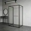 Divisória de Banheiro Integrada em L com Separação Seca e Úmida, Tela de Box de Banheiro com Porta de Vidro Deslizante