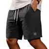 2026 Amazon Nuevos Pantalones Cortos Bermuda Casuales de Color Sólido Ajuste Holgado para Hombre de Algodón y Lino con Cordón Pantalones Cortos de Playa