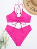 2027 Nuevo bikini de traje de baño de color sólido sexy para mujer de dos piezas, transfronterizo europeo y americano de Amazon
