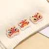 Parche Bordado León Rojo de Año Nuevo, Bendición del Año del Caballo, Parche Bordado para Cuaderno y Funda de Teléfono, Accesorios Decorativos Hanfu para Niños