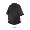 Camiseta Estilo High Street Americano com Gola Henley para Homens e Mulheres, Nova Tendência Verão 2026 Marca Loose Casual Manga Curta com Dois Botões